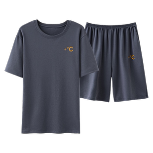 睡衣男士夏季200斤5XL250斤6XL纯棉短袖短裤可外穿男生家居服套装
