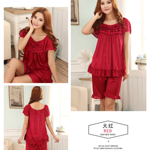 睡衣女士夏冰丝睡衣加肥加大码夏季短袖短裤宽松家居服200斤套装