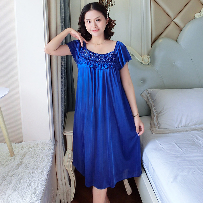 夏季冰丝睡裙女士无袖短袖真丝薄款连衣裙丝绸轻薄睡衣群200斤5XL