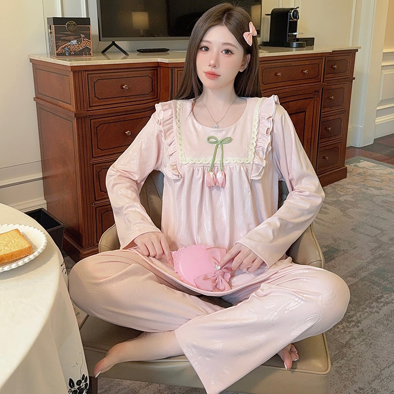 大码睡衣女200斤秋冬保暖德绒胖MM宽松两件套装家居服加肥加大5XL