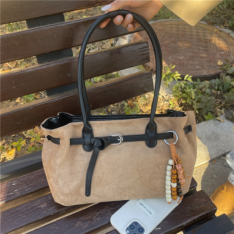 休闲复古麂皮绒包2025秋冬