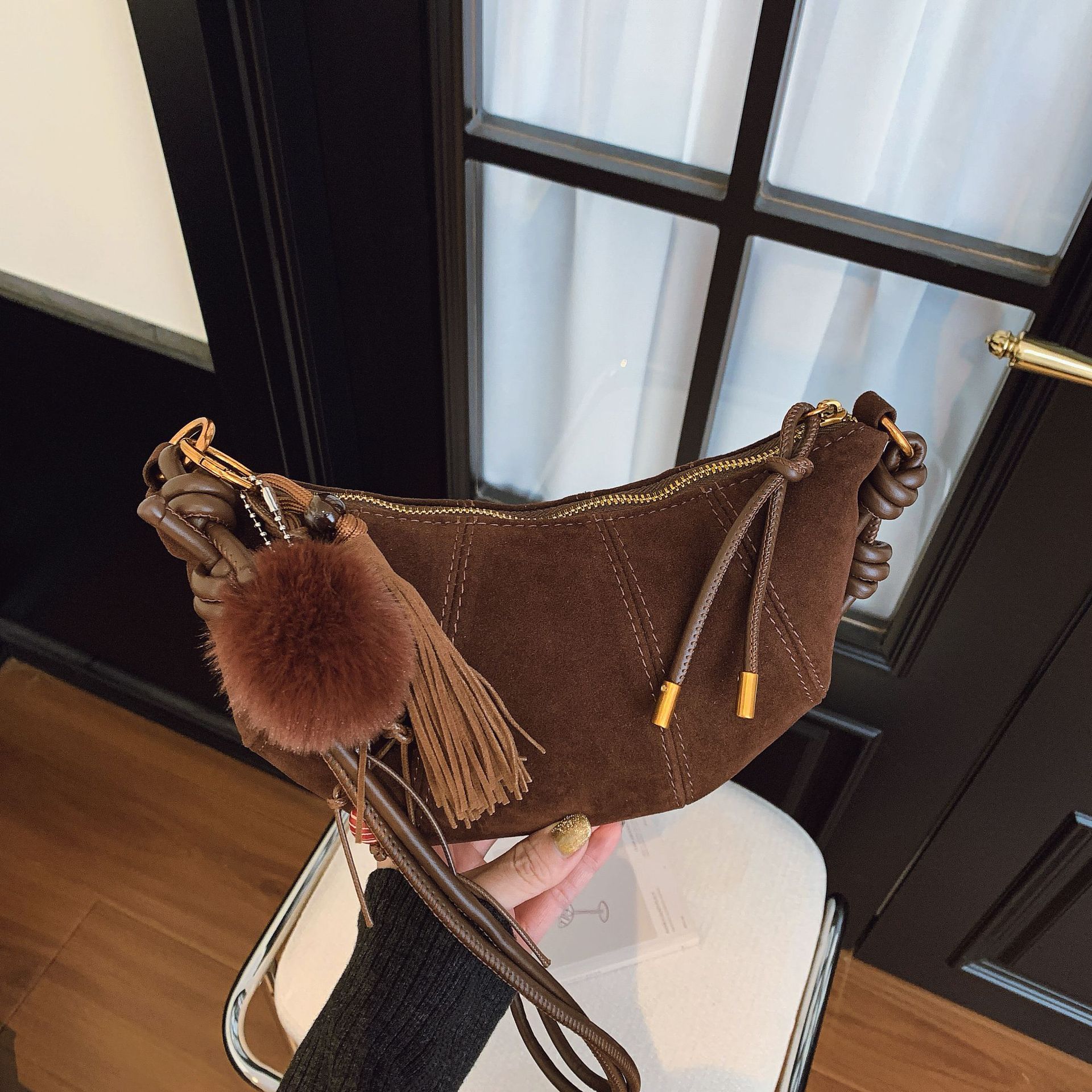 复古麂皮可颂牛角包女式20