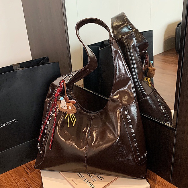 复古油蜡皮托特包女2025新