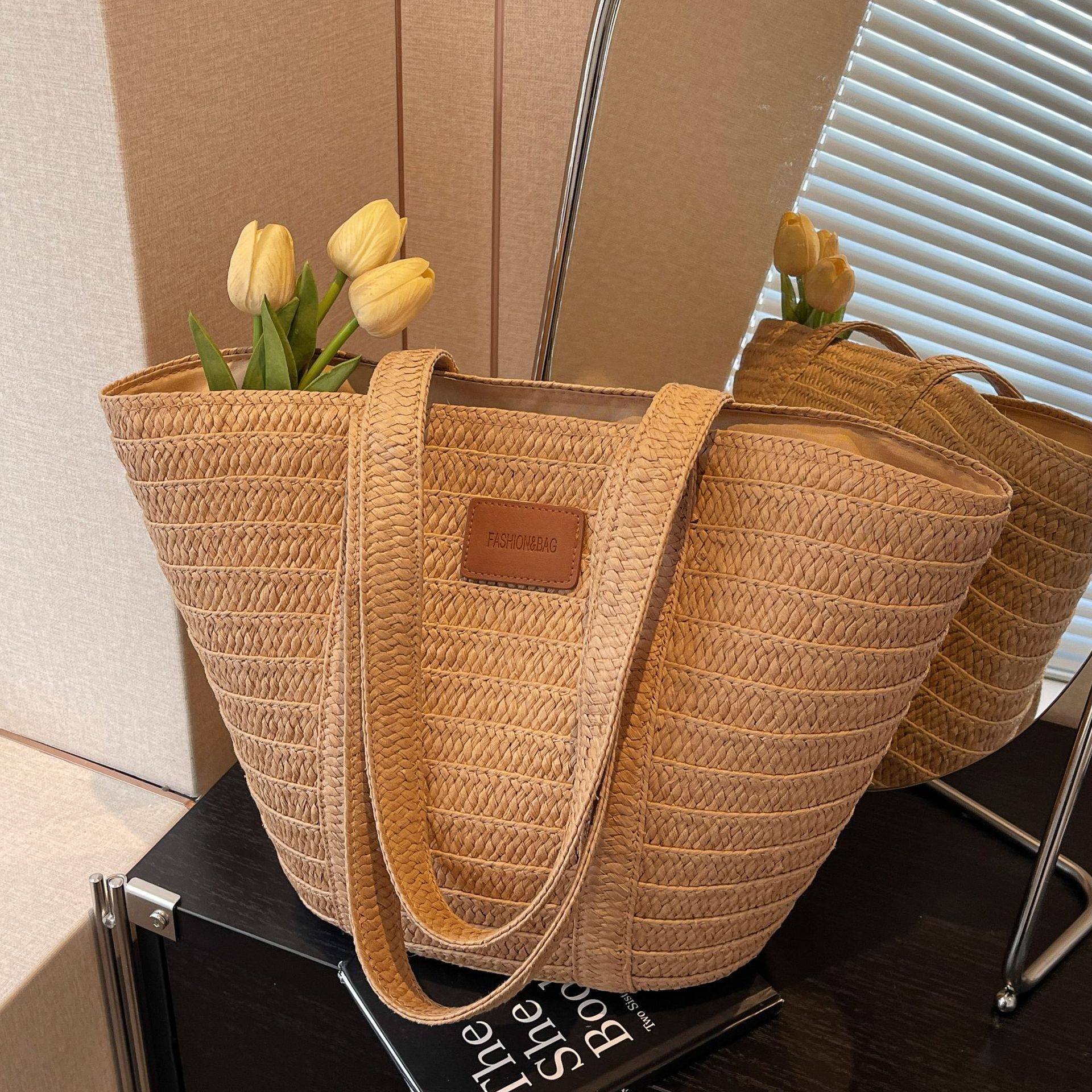 海边度假草编包包女2026新款大容量编织水桶包百搭单肩通勤托特包,箱包皮具/热销女包/男包,水桶包,淘宝优惠券,粉丝福利购,淘宝优惠卷