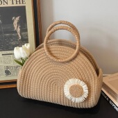 时尚 夏季 编织棉绳包高级感小众手提包 简约手拎包包女2026新款 韩版
