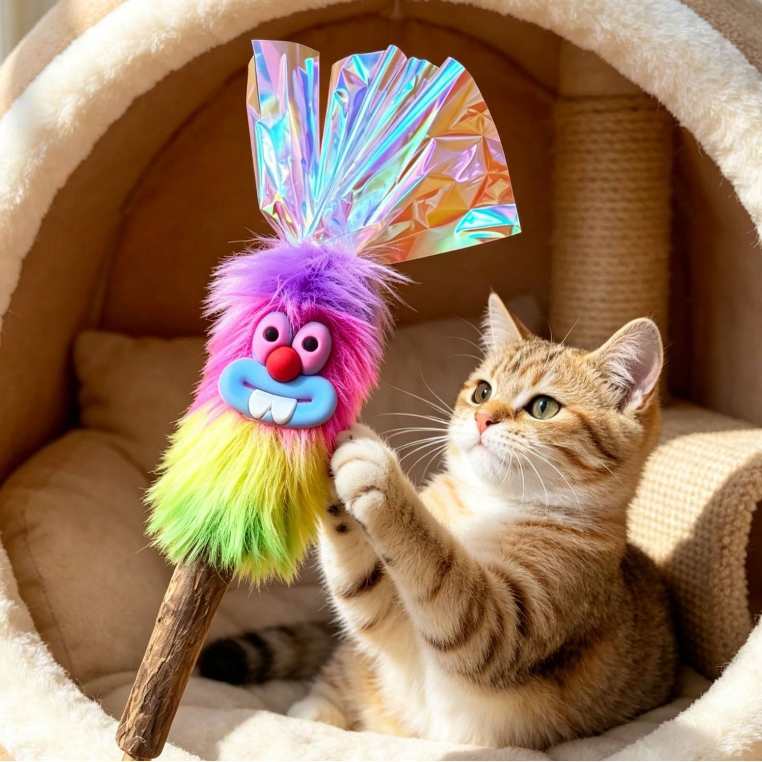 网红丑萌怪兽木天蓼猫玩具 猫咪磨牙解闷自嗨逗猫棒宠物用品图片