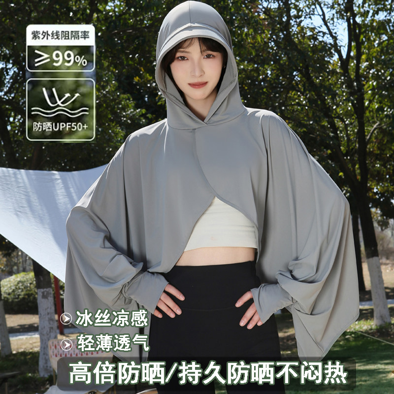 冰丝防晒衣女款夏季防紫外线冰丝防晒服户外运动透气凉感短款外套