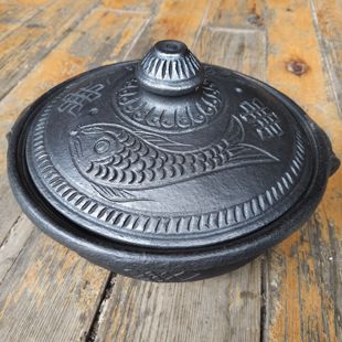 小号锅云南香格里拉尼西黑陶传统手工制品西黑陶砂锅家用土锅有盖