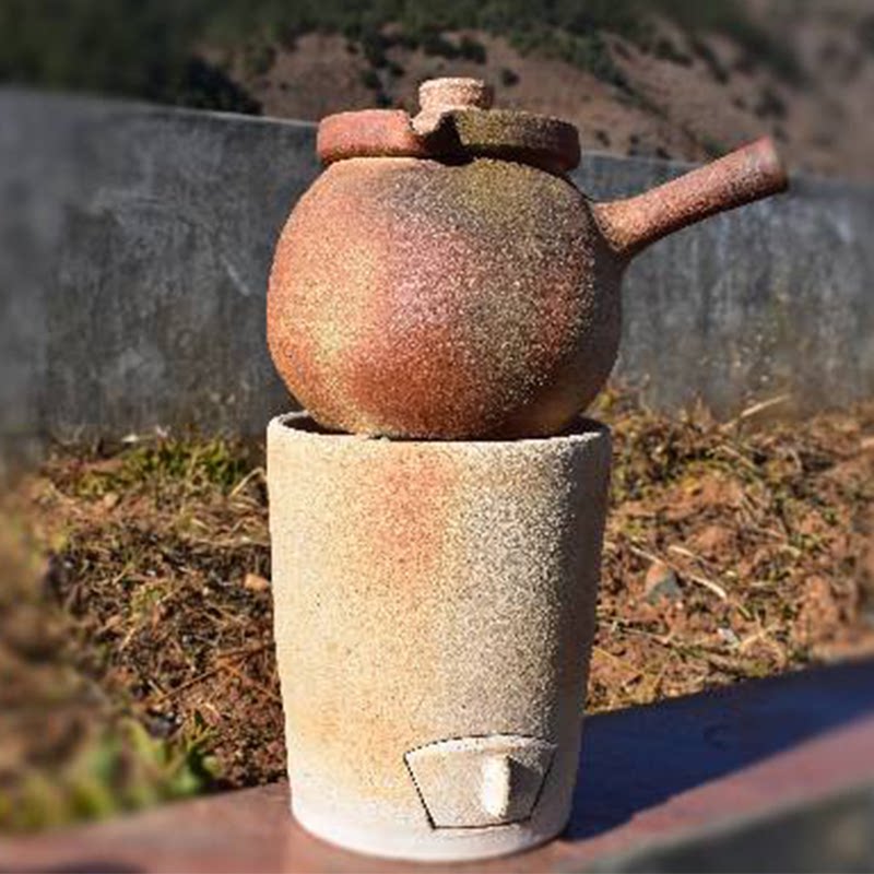 煎药壶云南纯手工粗陶柴烧土陶带盖1000ML大容量煎药煮药罐煮茶罐