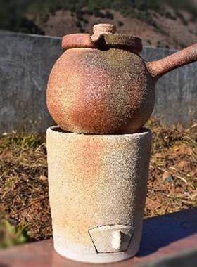 煎药壶云南纯手工粗陶柴烧土陶带盖1000ML大容量煎药煮药罐煮茶罐