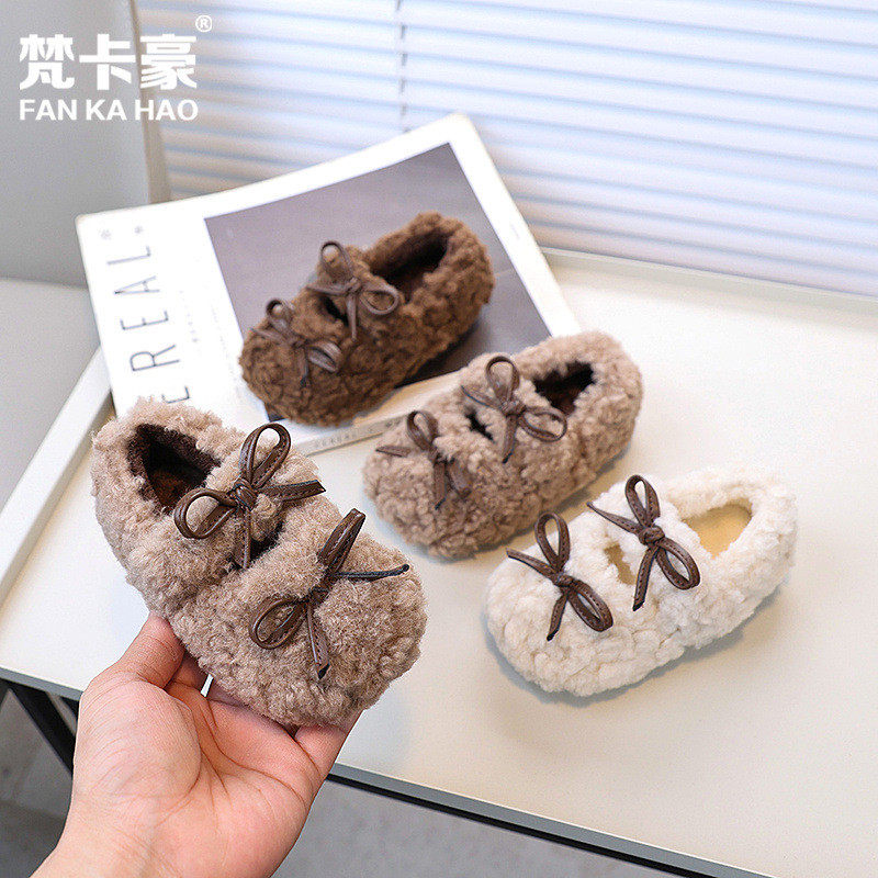 韩版可爱女童冬季毛绒保暖棉鞋小童蝴蝶结室外新款雪地防滑,流行男鞋,时尚雪地靴,淘宝优惠券,粉丝福利购,淘宝优惠卷