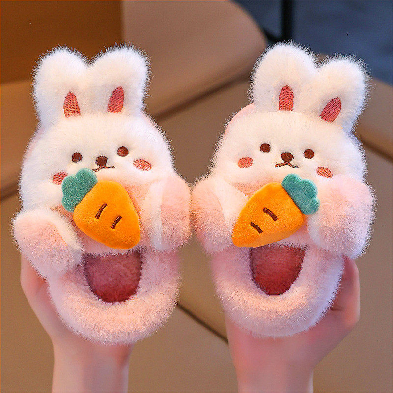 可爱儿童冬季加厚卡通防滑保暖居家棉拖鞋小兔子毛毛绒包跟,居家日用,保暖鞋,淘宝优惠券,粉丝福利购,淘宝优惠卷