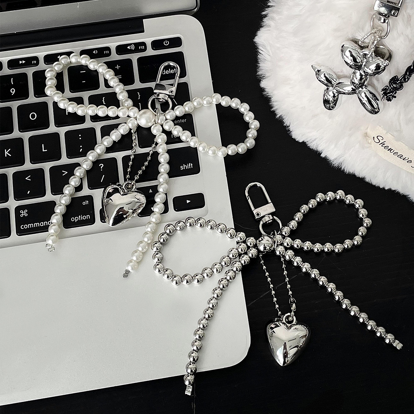 银色蝴蝶结挂件仿珍珠包包挂饰配饰爱心吊坠手机壳挂件钥匙扣,服饰配件/皮带/帽子/围巾,钥匙扣,淘宝优惠券,粉丝福利购,淘宝优惠卷