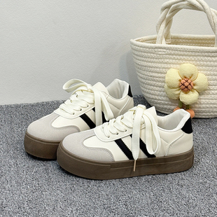 德训鞋女2025新款冬季内增高休闲厚底女鞋百搭潮流巨好看的板鞋女