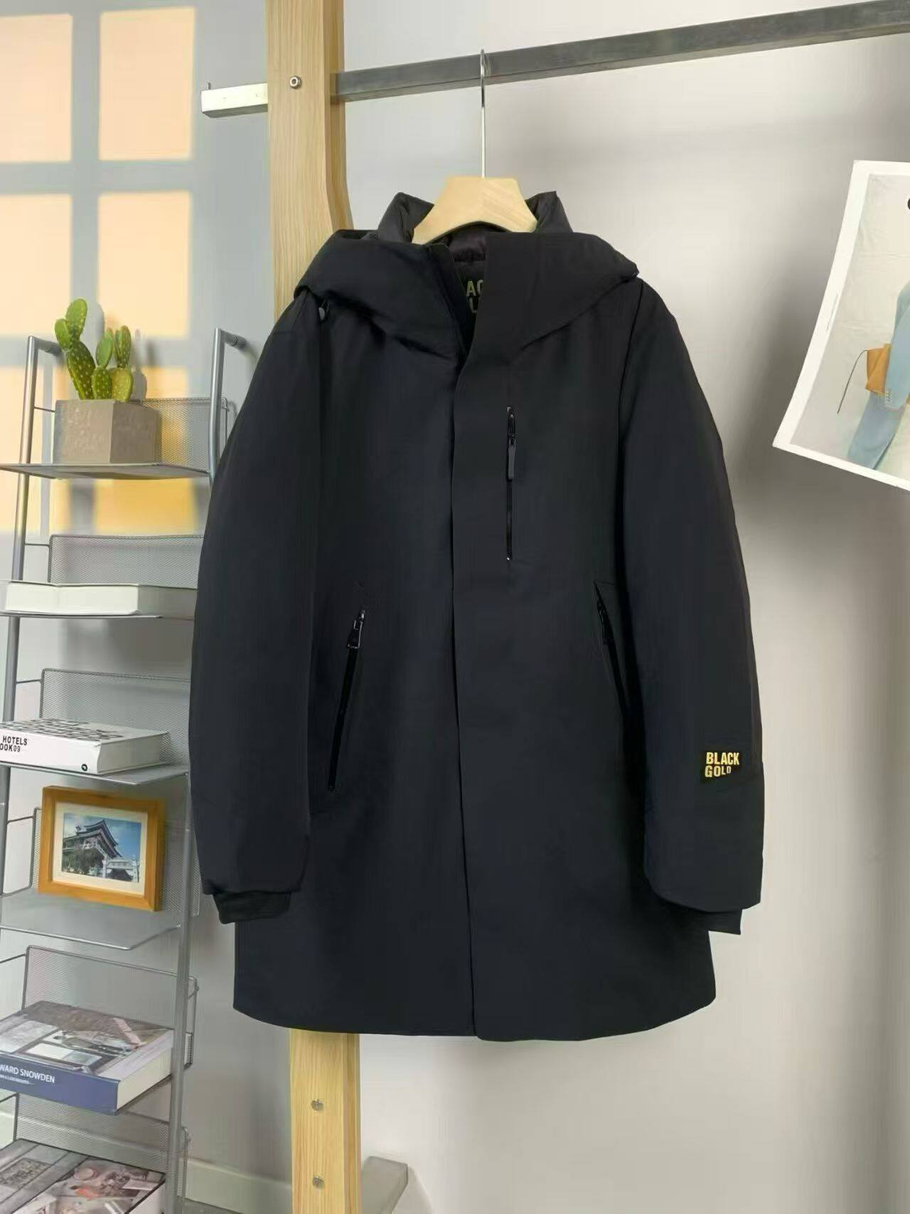 高端黑金鹅绒服男士25年冬季新款中长款保暖羽绒服外套男GH252602