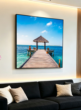 现代简约海景码头背景墙装饰画