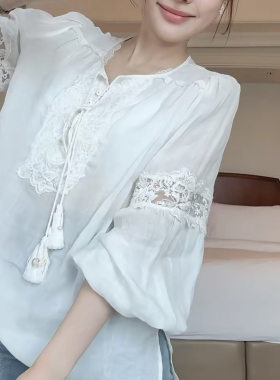 燃燃26春夏法式复古气质小女人重工定珠刺绣衬衫40856