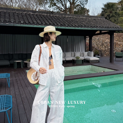 燃燃春款通勤气质百搭衬衫+纯色长款休闲裤两件套套装1376