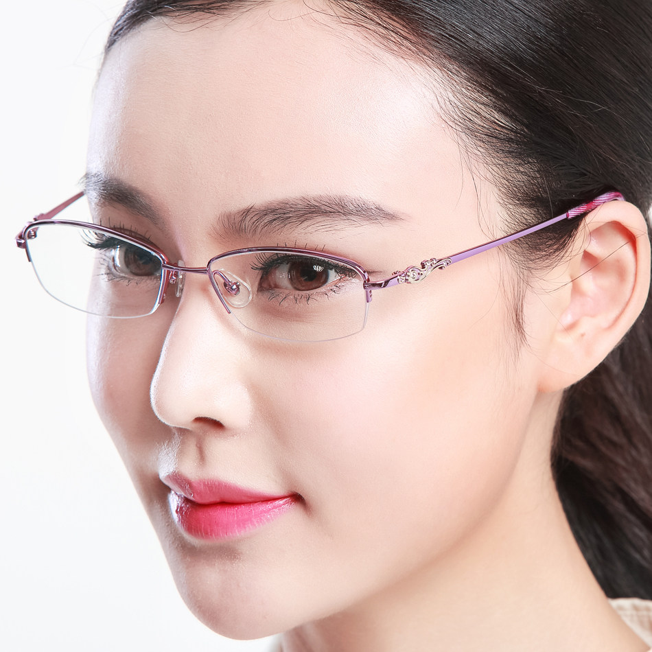 时尚优雅老花镜女超轻纯钛防蓝光高清舒适抗疲劳半框女士老光眼镜