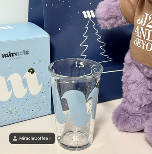 林俊杰JJ20首尔香港演唱会周边同款小奇迹Kiku小绿毛鸡咖啡玻璃杯