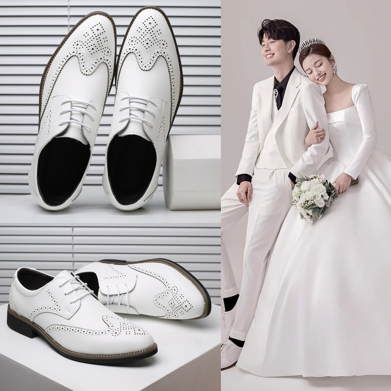 结婚伴郎拍婚纱照小白皮鞋配西装