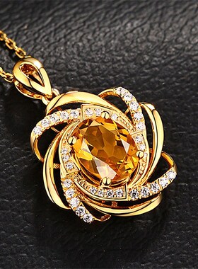 韩版2克拉黄水晶吊坠创意旋