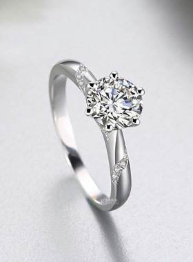 镀铂金仿D级高碳莫桑戒指
