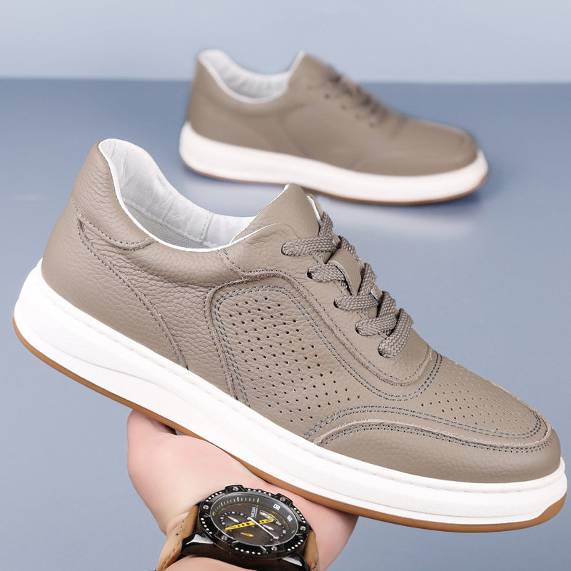 头层牛皮2025夏季新款男鞋凉鞋真皮镂空透气男款小白鞋男鞋皮鞋潮 - 开心来服饰店出品