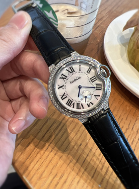 2026新款网红女表轻奢小众时尚ins风皮带手表气球镶钻贝母手表女