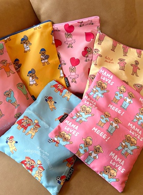 韩国ins小熊拉链袋 宝宝尿片收纳包 衣物收纳包 脏衣包 杂物收纳