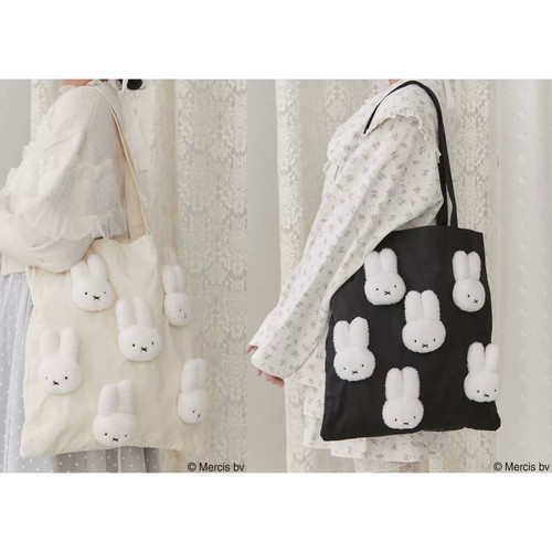 日单 可爱米兔立体毛绒公仔 单肩包帆布包 学生手提包 女包