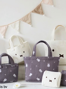 【两件9折】日单 西松屋米兔 夹棉刺绣化妆包手提包 单肩包电脑包