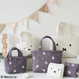 【两件9折】日单 西松屋米兔 夹棉刺绣化妆包手提包 单肩包电脑包