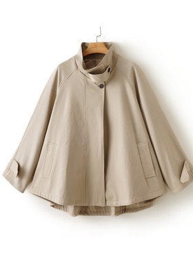 【米粒粉丝专享】韩系简约立领廓形风衣女短款设计感宽松6602