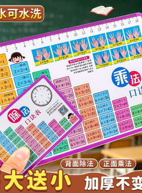 九九乘法除法口诀表卡片小学生数学一二年级背诵神器学习教具认知
