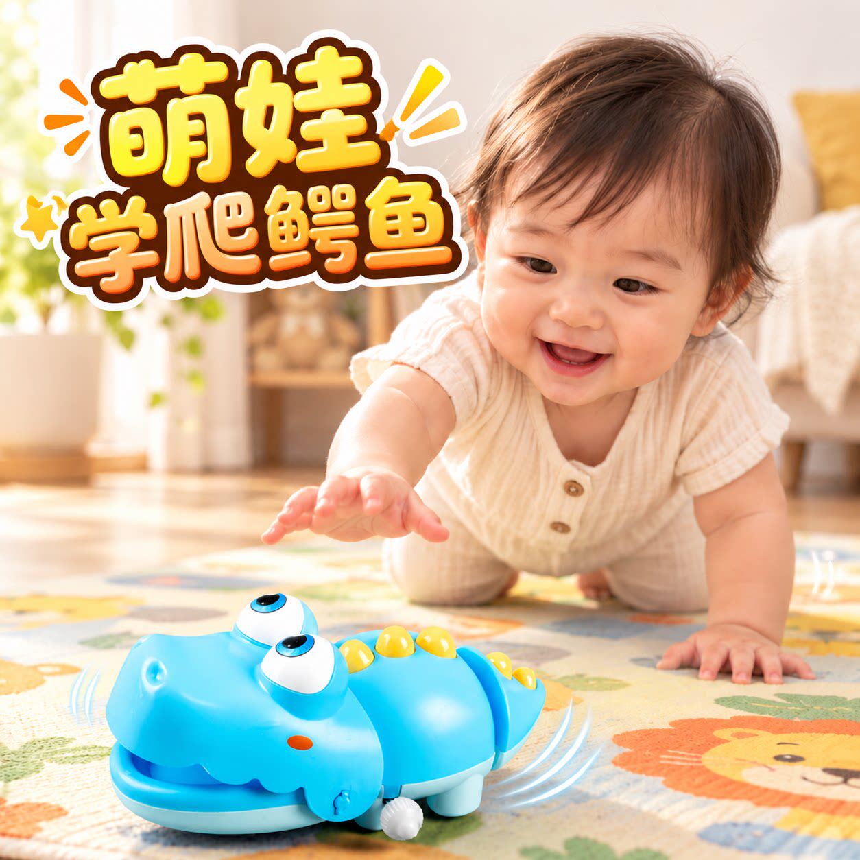 上弦发条小鳄鱼早教益智玩具