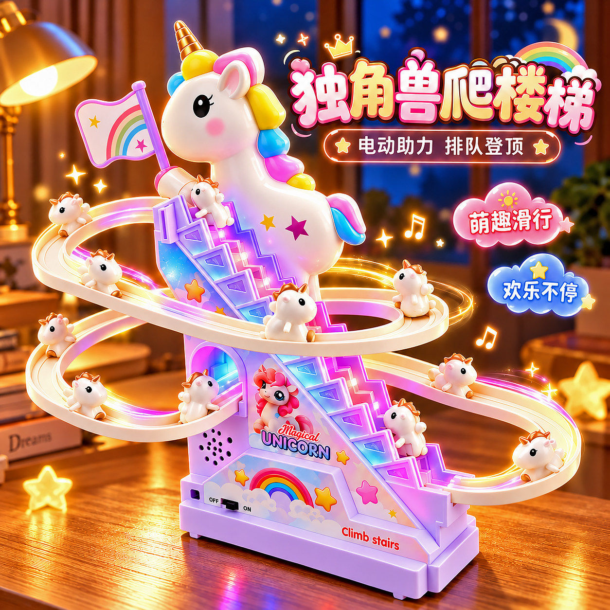 儿童自动爬楼梯电动轨道玩具