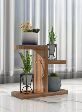 辈辈爱实木碳化防腐小花架子办公桌面飘窗迷你型多盆栽花盆植物架