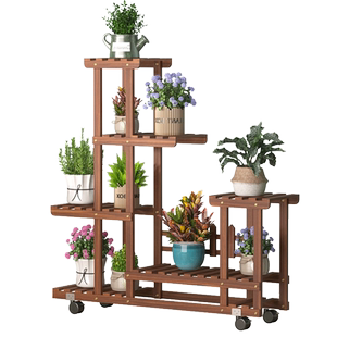 室内外实木质花架子阳台客厅碳化防腐绿萝多肉植物置物架落地多层