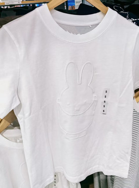 2025夏季新款潮流miffy米菲兔图案宽松休闲圆领白色短袖T恤上衣女