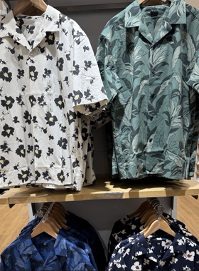 男女情侣装莫代尔印花开领衬衫度假短袖衬衣474521/474522/477644