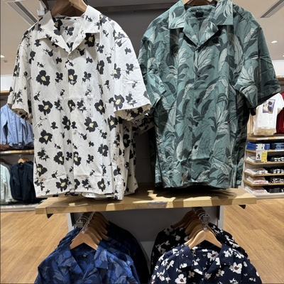 莫代尔棉混纺印花开领衬衫