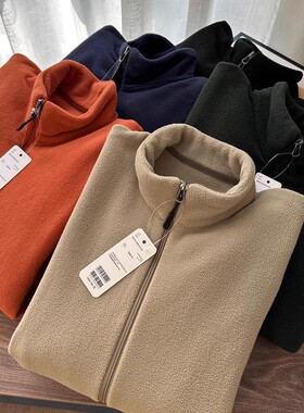 蓄热摇粒绒秋冬季男女款立领抓绒衣卫衣夹克开衫加绒加厚保暖外套