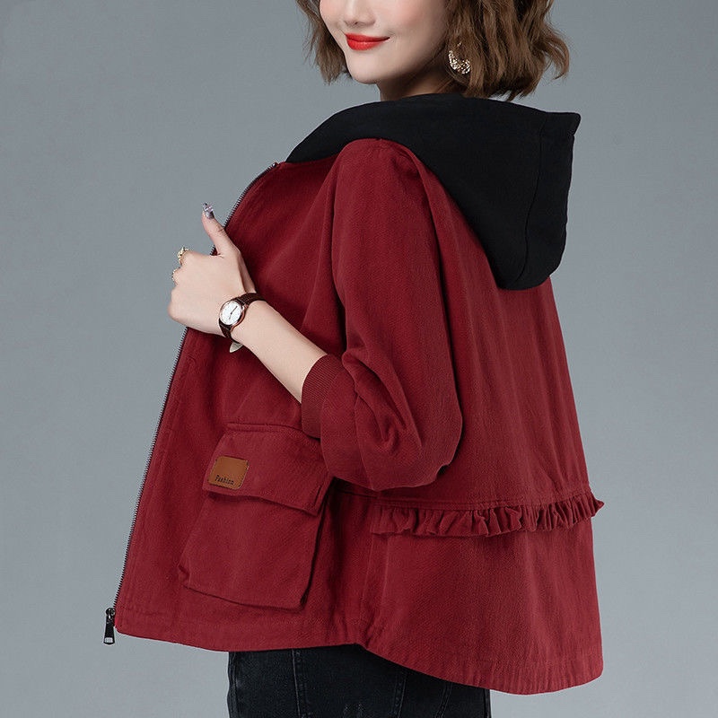 2025新款春季外套女连帽优雅气质百搭宽松显瘦牛仔布休闲夹克上衣