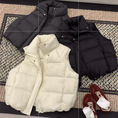 韩系立领面包服羽绒马甲女2025冬宽松泡芙背心外套轻羽绒内搭3020