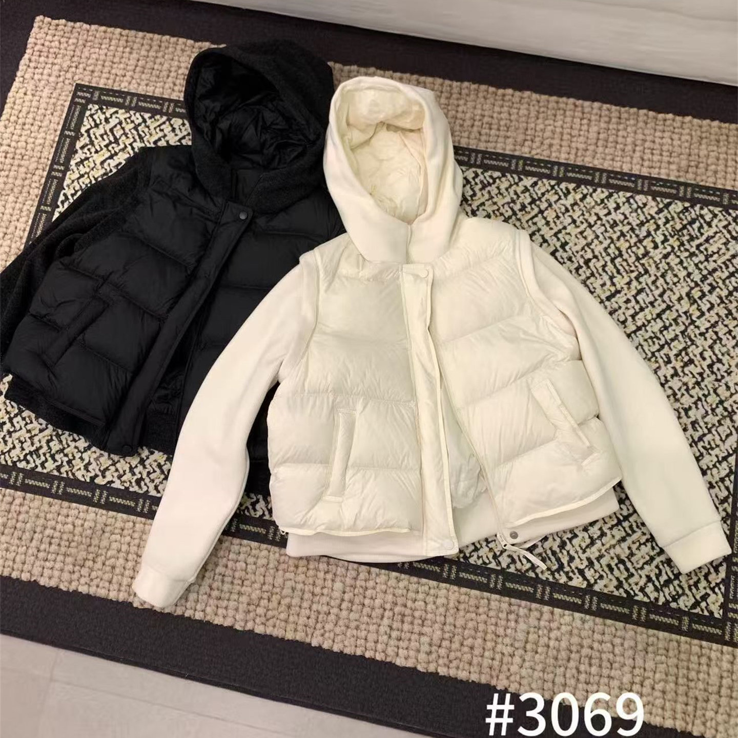 55SY3069韩系短款龟背羽绒服女连帽假两件宽松百搭轻羽绒外套,女装/女士精品,羽绒服,淘宝优惠券,粉丝福利购,淘宝优惠卷