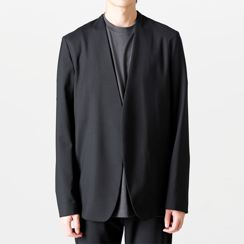 黑色极简主义无领休闲西装