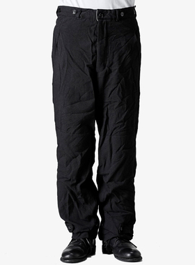 GAOSTUDIOS黑色小众手作缩皱直筒裤男先锋暗黑系工匠复古褶皱长裤