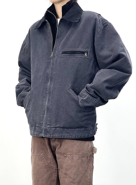 美式复古春季情侣cleanfit重磅水洗硬挺J97底特律夹克男宽松外套