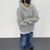 开衫 VTPS国潮情侣春季 cleanfit重磅短款 拉链连帽卫衣男女宽松外套